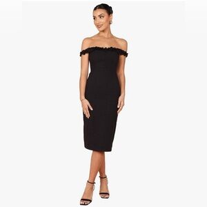 Petal & Pup Black Embellished Off-Shoulder Sheath Dress